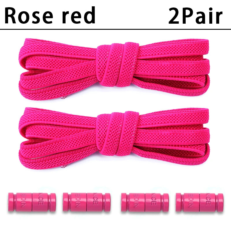 No-Tie Elastic Sneakers Laces – Colorful Flat 0.6cm Shoelaces with Capsule Lock for Kids & Adults
