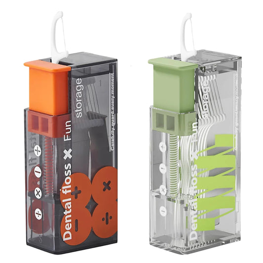 Compact Floss Stick Dispenser with Refills With 10Pcs Floss Oral Hygiene Care Disposable Floss Sticks