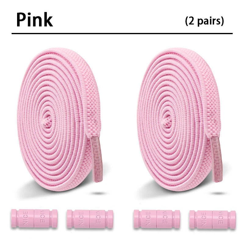 No-Tie Elastic Sneakers Laces – Colorful Flat 0.6cm Shoelaces with Capsule Lock for Kids & Adults