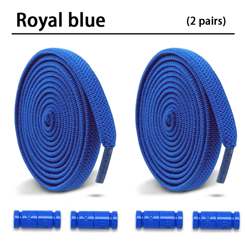 No-Tie Elastic Sneakers Laces – Colorful Flat 0.6cm Shoelaces with Capsule Lock for Kids & Adults