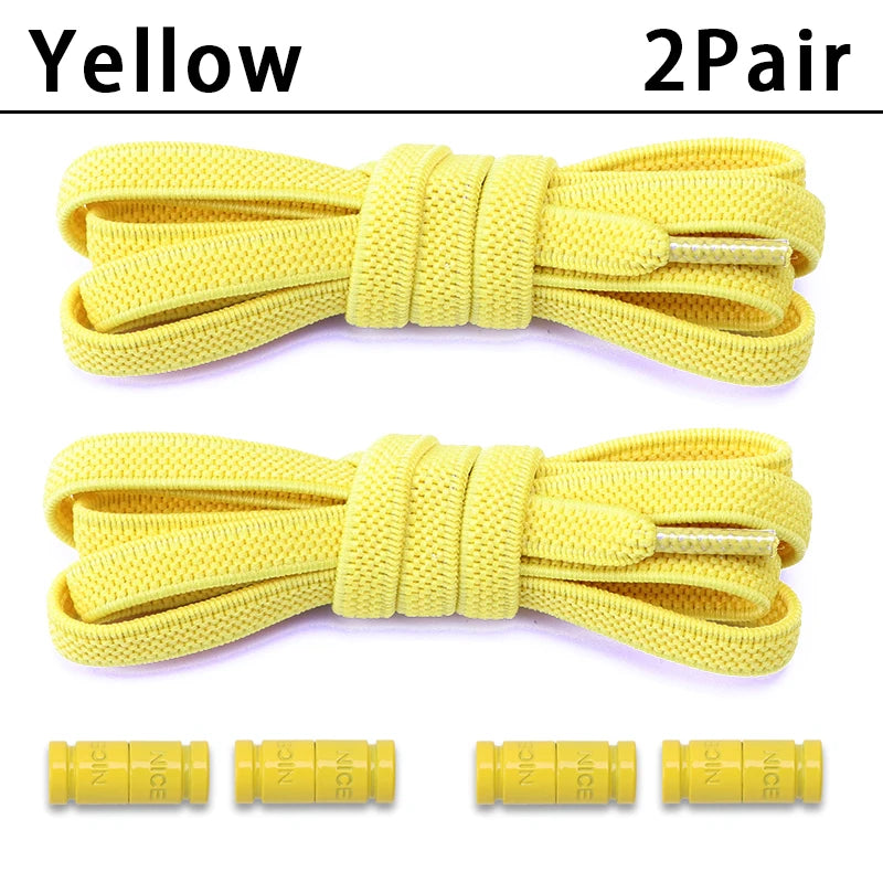 No-Tie Elastic Sneakers Laces – Colorful Flat 0.6cm Shoelaces with Capsule Lock for Kids & Adults
