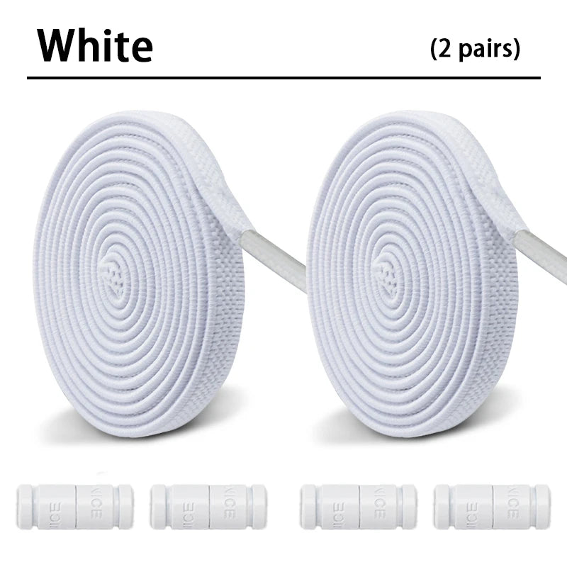 No-Tie Elastic Sneakers Laces – Colorful Flat 0.6cm Shoelaces with Capsule Lock for Kids & Adults