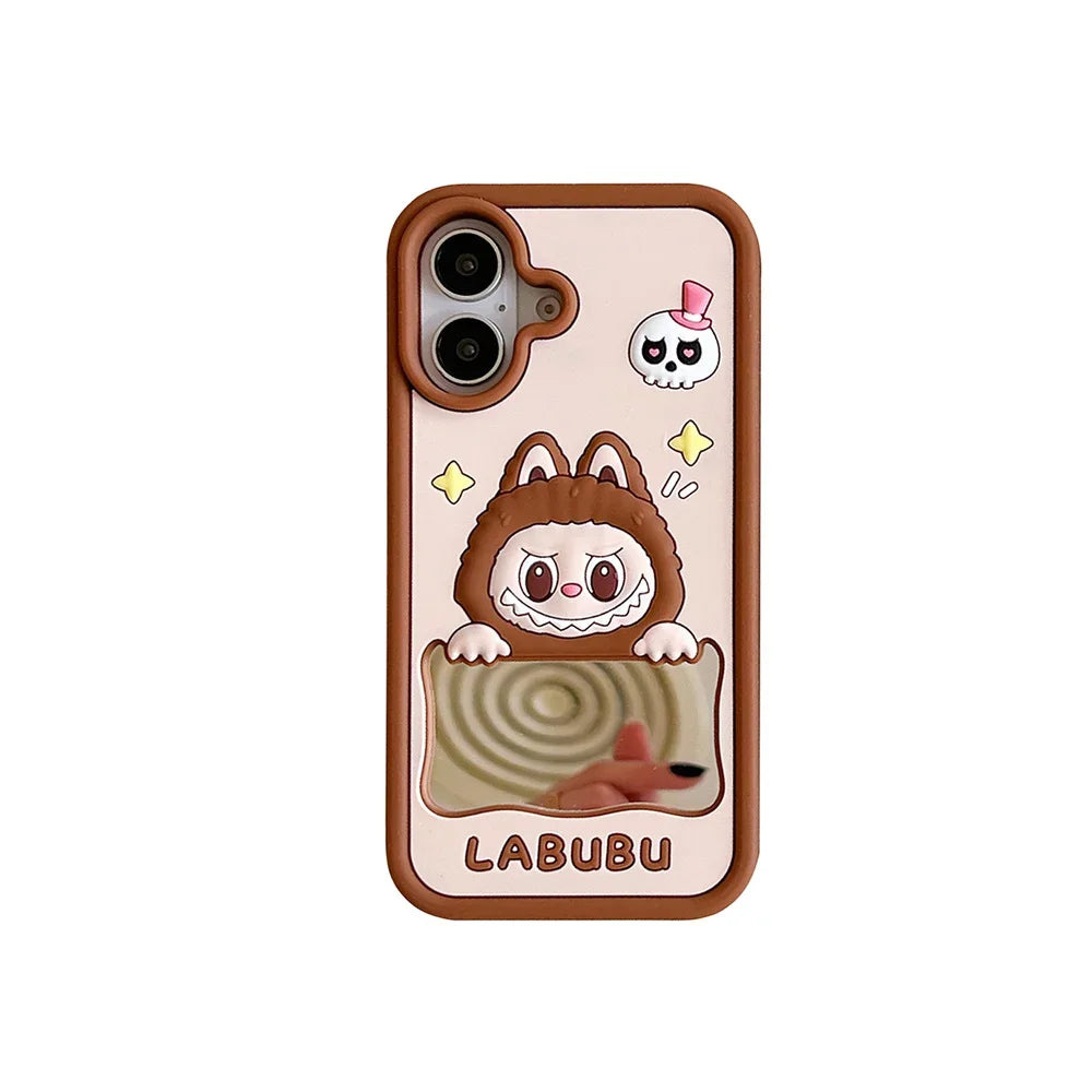 Kawaii Soft Silicone Phone Case – Makeup Mirror Y2K Cover for iPhone 16 15 14 13 12 11