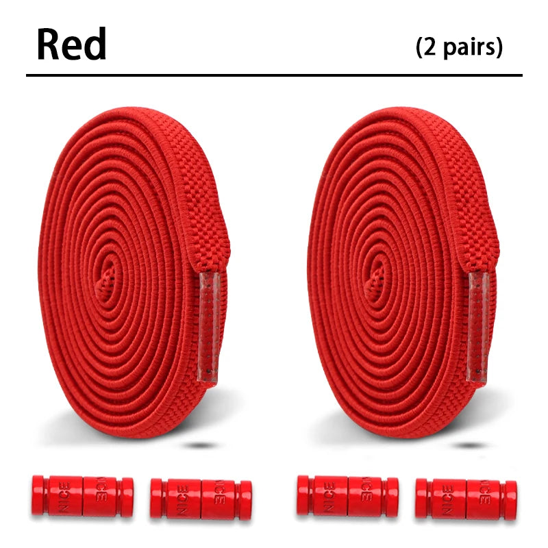 No-Tie Elastic Sneakers Laces – Colorful Flat 0.6cm Shoelaces with Capsule Lock for Kids & Adults