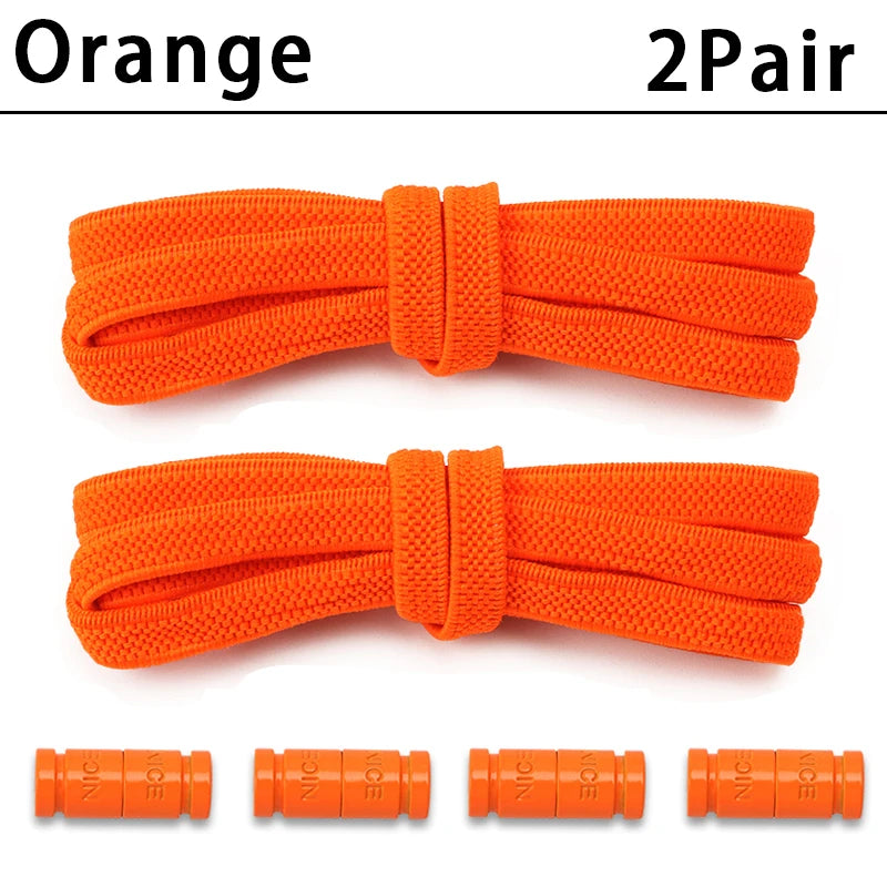 No-Tie Elastic Sneakers Laces – Colorful Flat 0.6cm Shoelaces with Capsule Lock for Kids & Adults