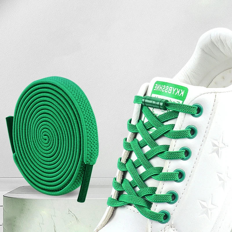 No-Tie Elastic Sneakers Laces – Colorful Flat 0.6cm Shoelaces with Capsule Lock for Kids & Adults