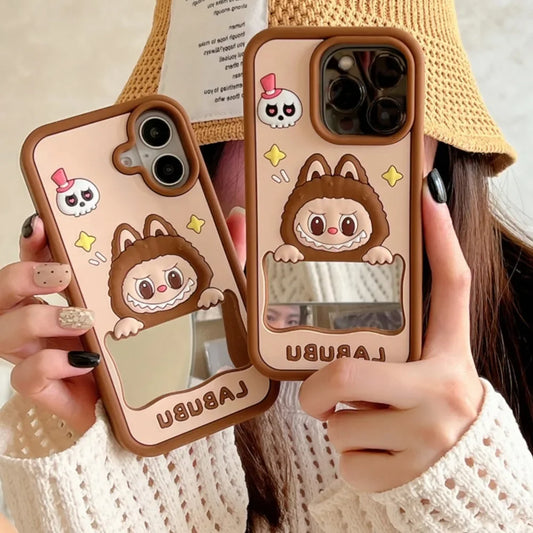 Kawaii Soft Silicone Phone Case – Makeup Mirror Y2K Cover for iPhone 16 15 14 13 12 11