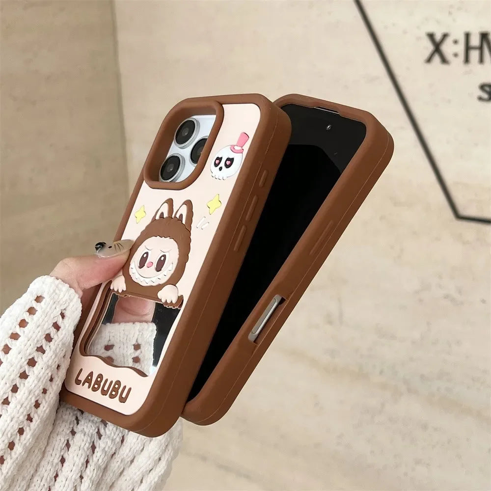 Kawaii Soft Silicone Phone Case – Makeup Mirror Y2K Cover for iPhone 16 15 14 13 12 11