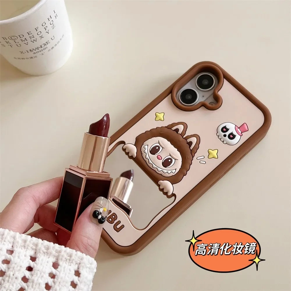 Kawaii Soft Silicone Phone Case – Makeup Mirror Y2K Cover for iPhone 16 15 14 13 12 11
