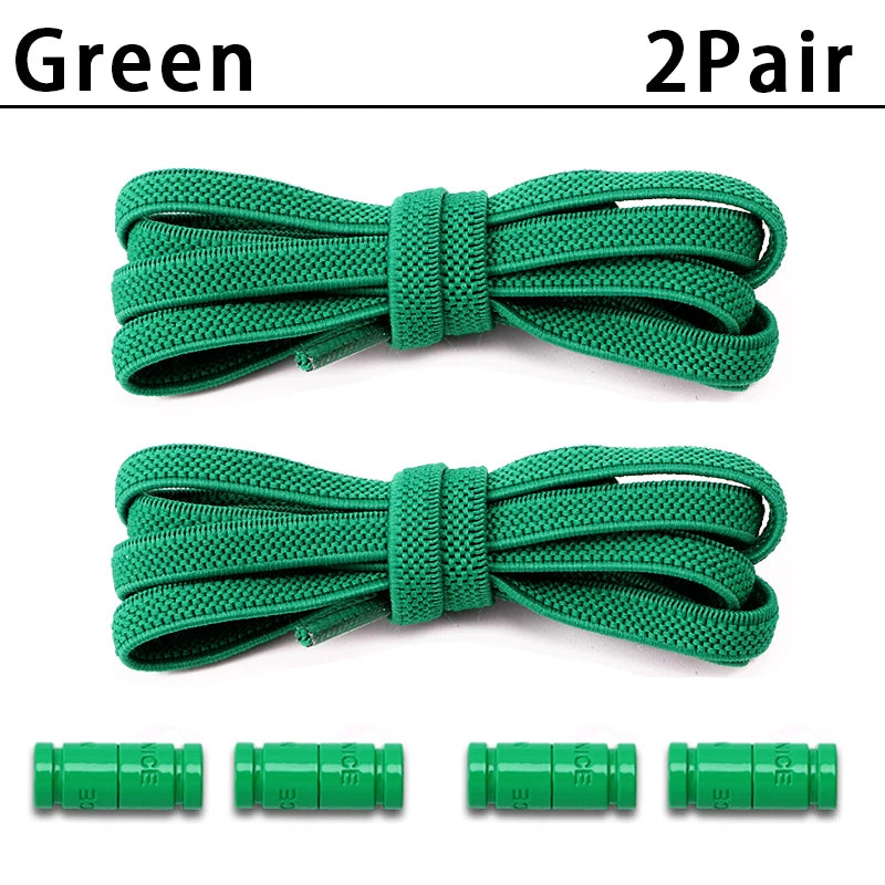 No-Tie Elastic Sneakers Laces – Colorful Flat 0.6cm Shoelaces with Capsule Lock for Kids & Adults