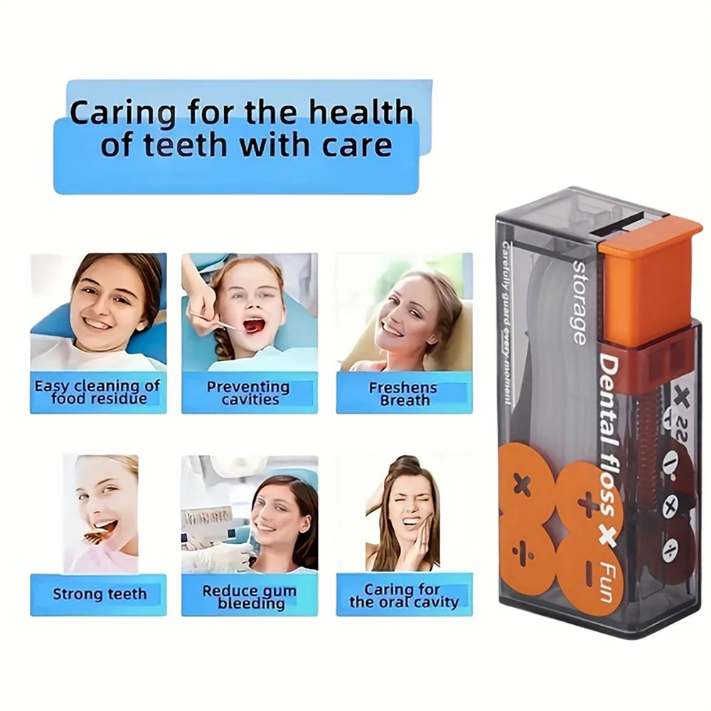 Compact Floss Stick Dispenser with Refills With 10Pcs Floss Oral Hygiene Care Disposable Floss Sticks