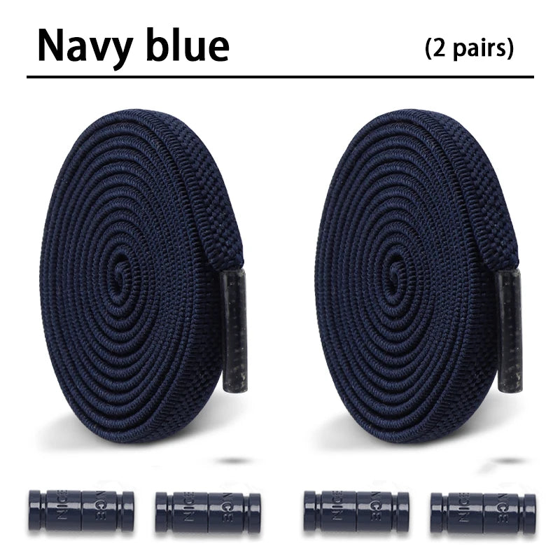 No-Tie Elastic Sneakers Laces – Colorful Flat 0.6cm Shoelaces with Capsule Lock for Kids & Adults