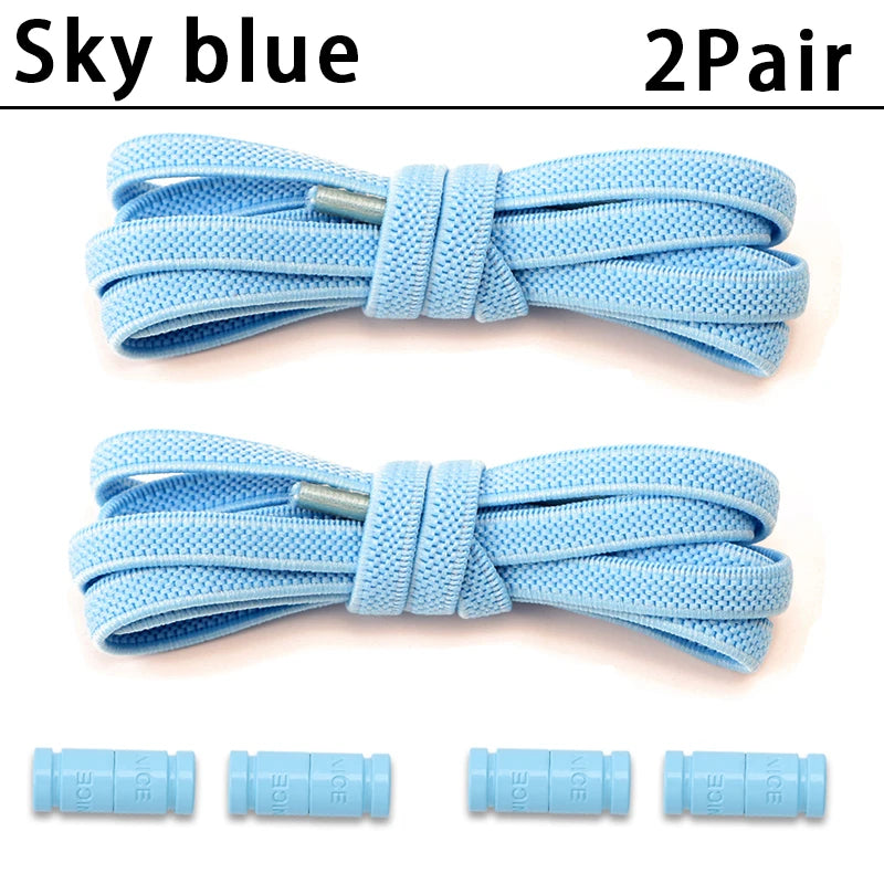 No-Tie Elastic Sneakers Laces – Colorful Flat 0.6cm Shoelaces with Capsule Lock for Kids & Adults