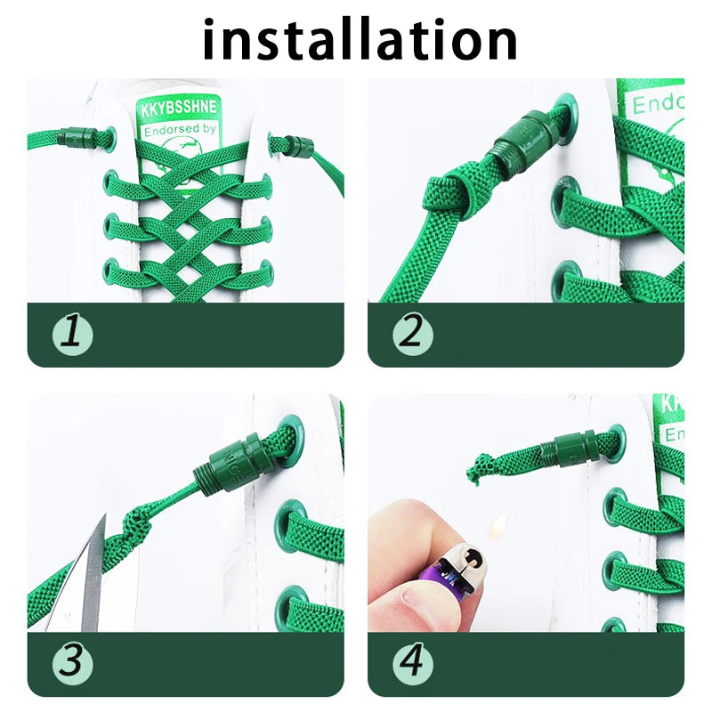 No-Tie Elastic Sneakers Laces – Colorful Flat 0.6cm Shoelaces with Capsule Lock for Kids & Adults
