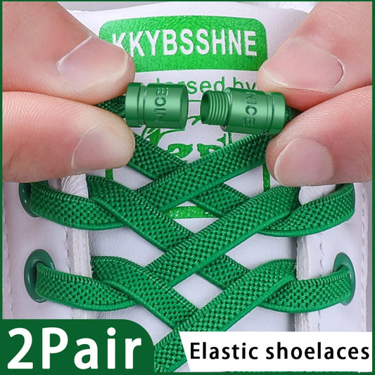No-Tie Elastic Sneakers Laces – Colorful Flat 0.6cm Shoelaces with Capsule Lock for Kids & Adults