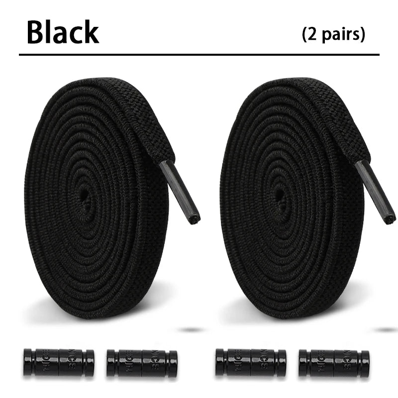 No-Tie Elastic Sneakers Laces – Colorful Flat 0.6cm Shoelaces with Capsule Lock for Kids & Adults